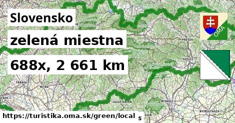 Slovensko Turistické trasy zelená miestna