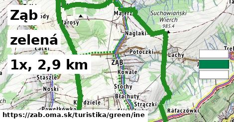Ząb Turistické trasy zelená iná