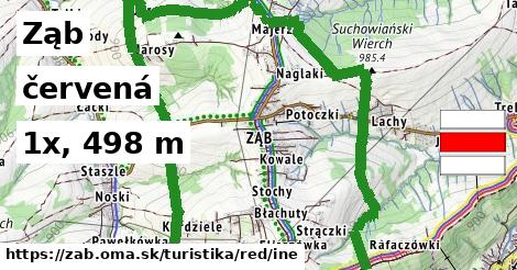 Ząb Turistické trasy červená iná