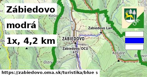 Zábiedovo Turistické trasy modrá 