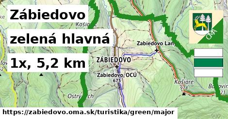 Zábiedovo Turistické trasy zelená hlavná