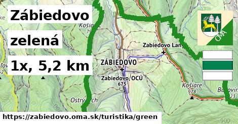 Zábiedovo Turistické trasy zelená 