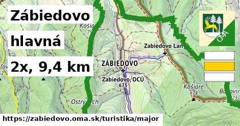 Zábiedovo Turistické trasy hlavná 