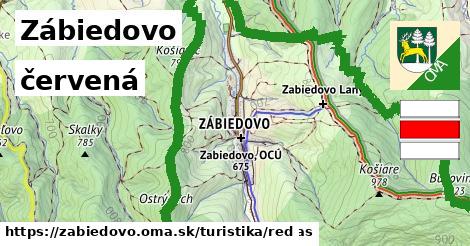 Zábiedovo Turistické trasy červená 