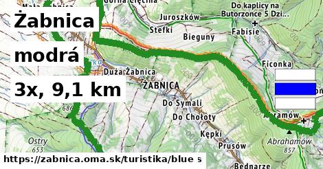 Żabnica Turistické trasy modrá 