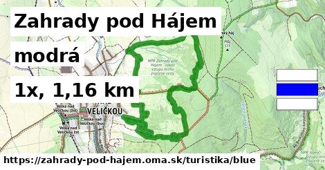 Zahrady pod Hájem Turistické trasy modrá 