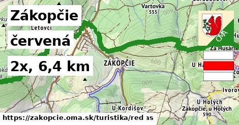 Zákopčie Turistické trasy červená 