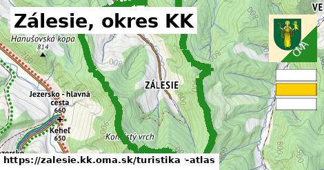 Zálesie, okres KK Turistické trasy  