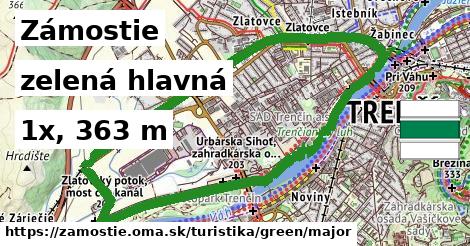 Zámostie Turistické trasy zelená hlavná