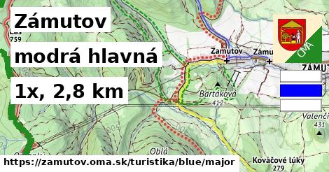 Zámutov Turistické trasy modrá hlavná