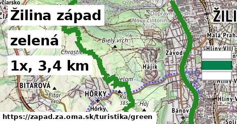 Žilina západ Turistické trasy zelená 