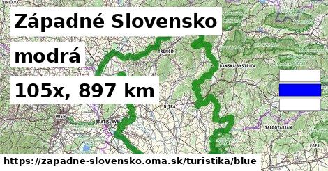 Západné Slovensko Turistické trasy modrá 