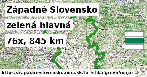 Západné Slovensko Turistické trasy zelená hlavná