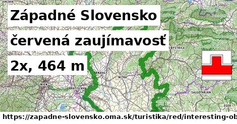 Západné Slovensko Turistické trasy červená zaujímavosť