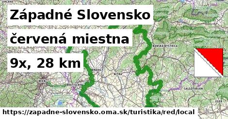 Západné Slovensko Turistické trasy červená miestna