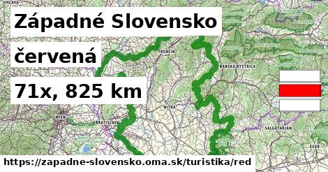 Západné Slovensko Turistické trasy červená 