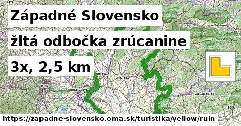 Západné Slovensko Turistické trasy žltá odbočka zrúcanine