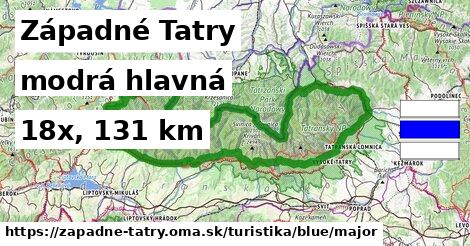 Západné Tatry Turistické trasy modrá hlavná