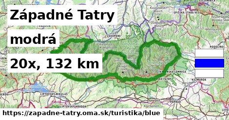 Západné Tatry Turistické trasy modrá 