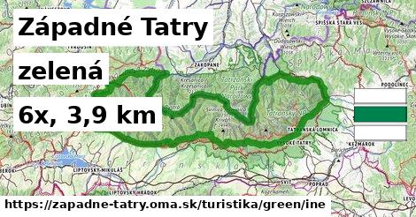 Západné Tatry Turistické trasy zelená iná