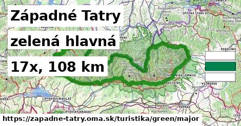 Západné Tatry Turistické trasy zelená hlavná