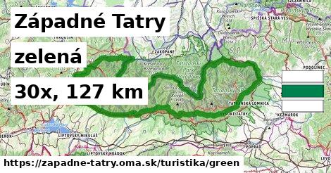 Západné Tatry Turistické trasy zelená 