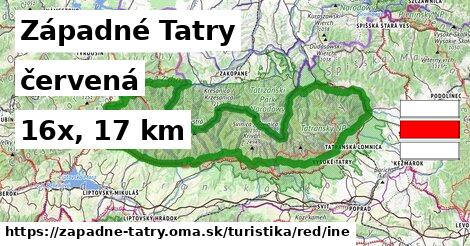 Západné Tatry Turistické trasy červená iná