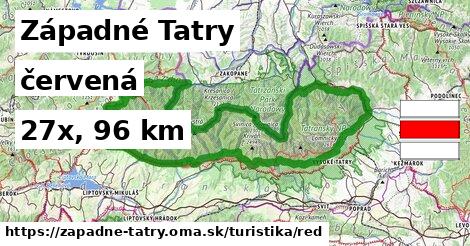 Západné Tatry Turistické trasy červená 