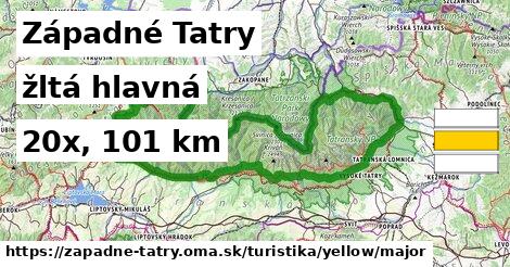 Západné Tatry Turistické trasy žltá hlavná