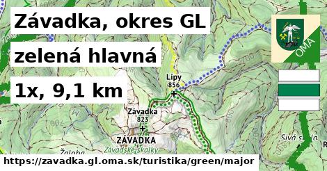 Závadka, okres GL Turistické trasy zelená hlavná