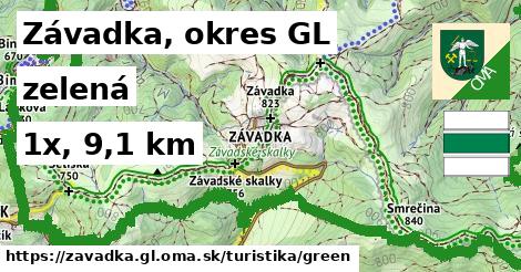 Závadka, okres GL Turistické trasy zelená 