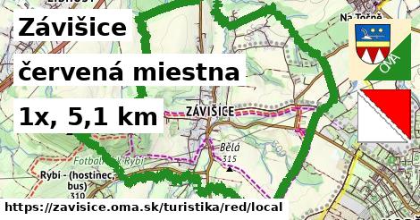 Závišice Turistické trasy červená miestna