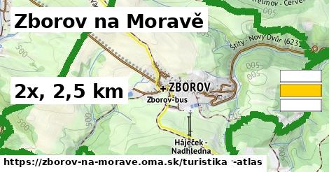 Zborov na Moravě Turistické trasy  