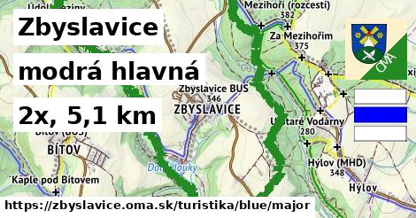 Zbyslavice Turistické trasy modrá hlavná