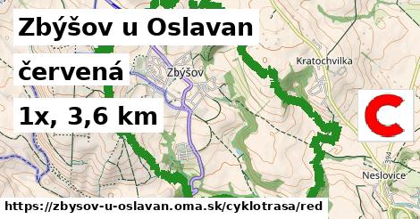Zbýšov u Oslavan Cyklotrasy červená 