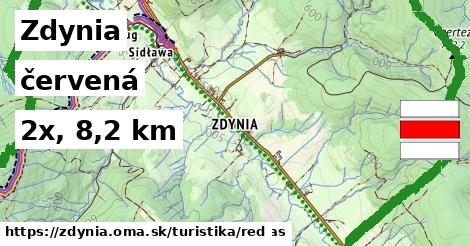 Zdynia Turistické trasy červená 