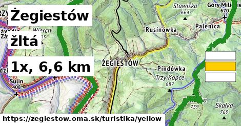 Żegiestów Turistické trasy žltá 