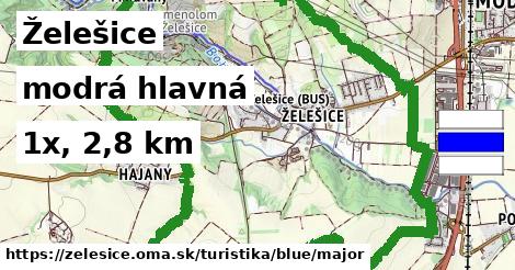 Želešice Turistické trasy modrá hlavná