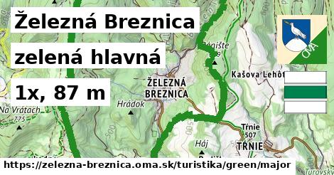Železná Breznica Turistické trasy zelená hlavná