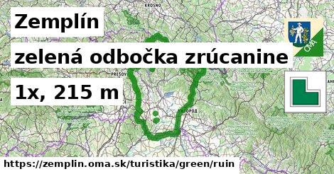 Zemplín Turistické trasy zelená odbočka zrúcanine