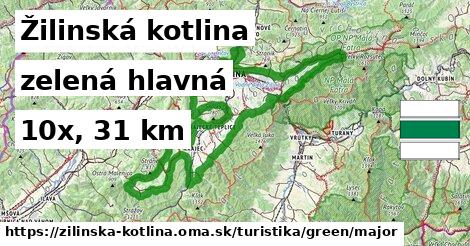 Žilinská kotlina Turistické trasy zelená hlavná