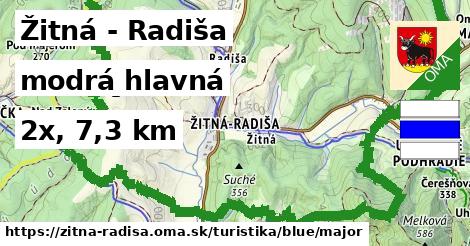 Žitná - Radiša Turistické trasy modrá hlavná