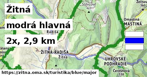 Žitná Turistické trasy modrá hlavná