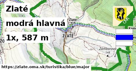 Zlaté Turistické trasy modrá hlavná