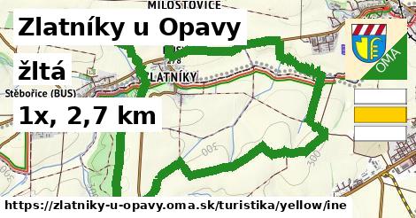 Zlatníky u Opavy Turistické trasy žltá iná