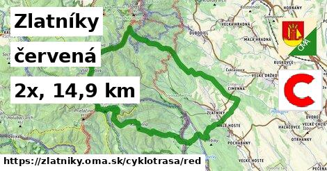 Zlatníky Cyklotrasy červená 