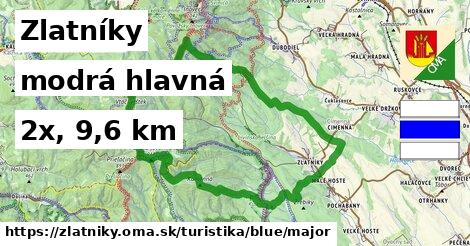 Zlatníky Turistické trasy modrá hlavná