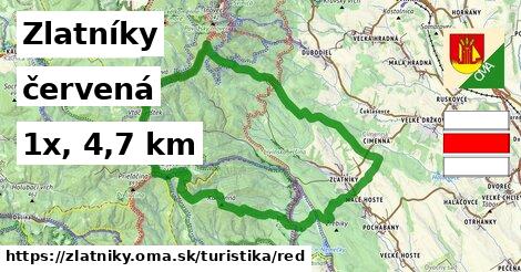 Zlatníky Turistické trasy červená 