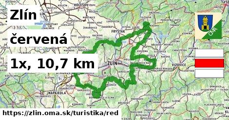 Zlín Turistické trasy červená 
