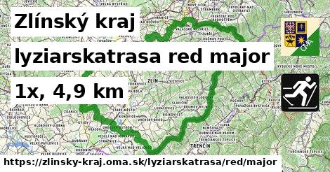Zlínský kraj Lyžiarske trasy červená hlavná